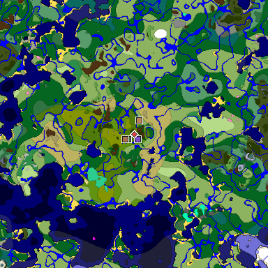 Predicted biome map of Java 1.21.4 seed 6700053300579459671 around estimated spawn