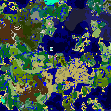 Predicted biome map of Java 1.21.4 seed 7385457737152369419 around estimated spawn