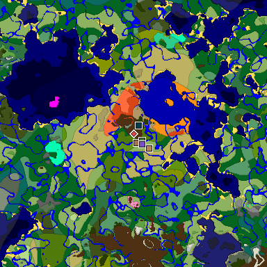 Predicted biome map of Java 1.21.4 seed 7121174674461790098 around estimated spawn