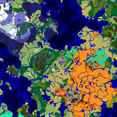 Predicted biome map of Java 1.21.4 seed -483459787129813646 around estimated spawn