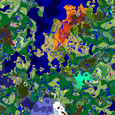 Predicted biome map of Java 1.21.4 seed 9159345539421747482 around estimated spawn