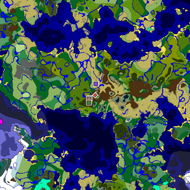 Predicted biome map of Java 1.21.4 seed 6589853535382760789 around estimated spawn