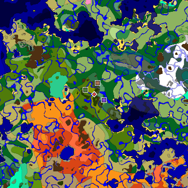 Predicted biome map of Java 1.21.4 seed -3531483431566094349 around estimated spawn