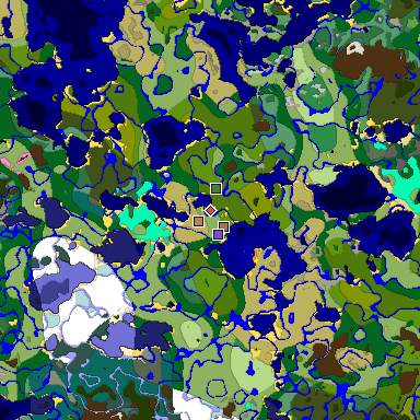 Predicted biome map of Java 1.21.4 seed 5913344942035214478 around estimated spawn