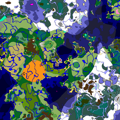 Predicted biome map of Java 1.21.4 seed -4218768773621028532 around estimated spawn