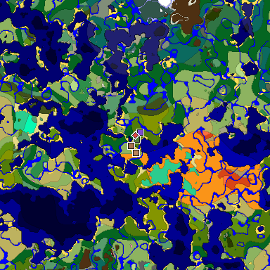 Predicted biome map of Java 1.21.4 seed -616606158362339017 around estimated spawn