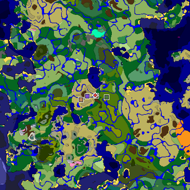 Predicted biome map of Java 1.21.4 seed 424293928961450408 around estimated spawn