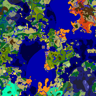 Predicted biome map of Java 1.21.4 seed -4789691569288556817 around estimated spawn