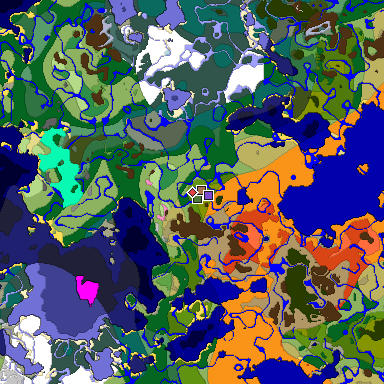 Predicted biome map of Java 1.21.4 seed -6458620552150918663 around estimated spawn