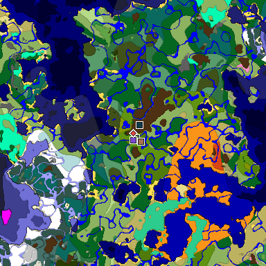 Predicted biome map of Java 1.21.4 seed -5337201935439292571 around estimated spawn