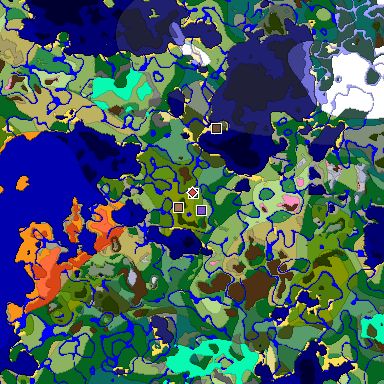 Predicted biome map of Java 1.21.4 seed 7984699313151018162 around estimated spawn