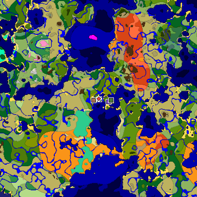 Predicted biome map of Java 1.21.4 seed -4798100448125265366 around estimated spawn