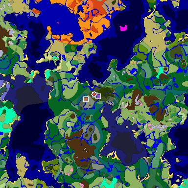 Predicted biome map of Java 1.21.4 seed 5130707951154019178 around estimated spawn