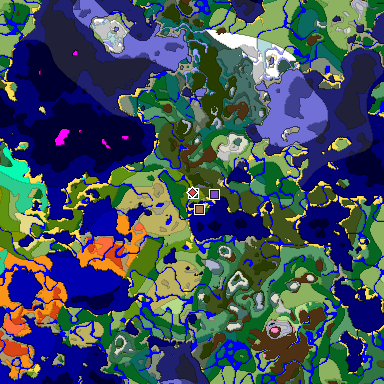 Predicted biome map of Java 1.21.4 seed 1762670783580946762 around estimated spawn