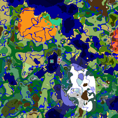 Predicted biome map of Java 1.21.4 seed 7587767135175748860 around estimated spawn
