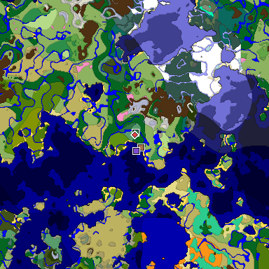 Predicted biome map of Java 1.21.4 seed 1044271808225892745 around estimated spawn