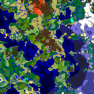 Predicted biome map of Java 1.21.4 seed 67934211936108204 around estimated spawn