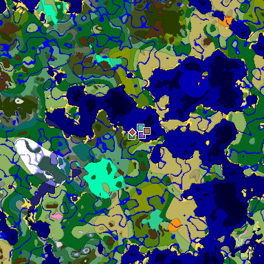 Predicted biome map of Java 1.21.4 seed 1956936261362781574 around estimated spawn