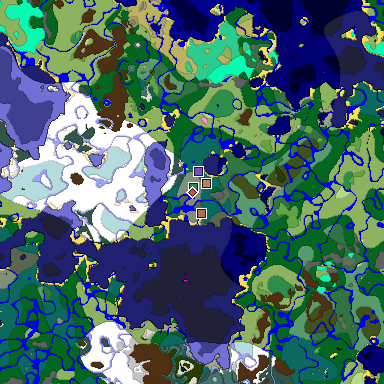 Predicted biome map of Java 1.21.4 seed 4213155521915883699 around estimated spawn