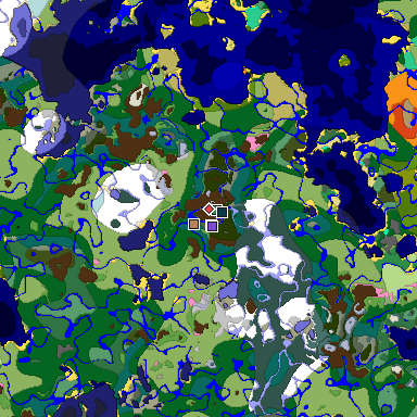 Predicted biome map of Java 1.21.4 seed 965801416048034209 around estimated spawn