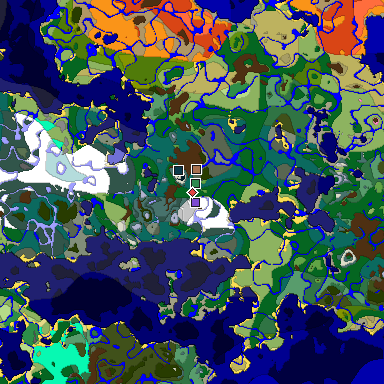 Predicted biome map of Java 1.21.4 seed 2909543677529731288 around estimated spawn