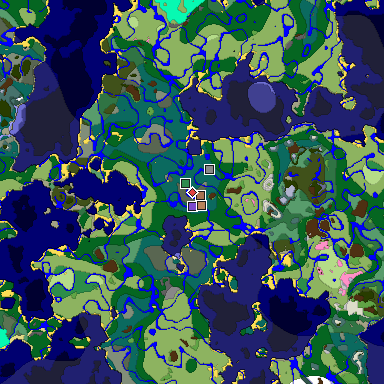 Predicted biome map of Java 1.21.4 seed -8979950940161205351 around estimated spawn