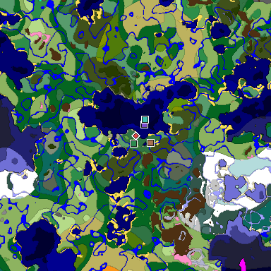 Predicted biome map of Java 1.21.4 seed 434538856317510367 around estimated spawn