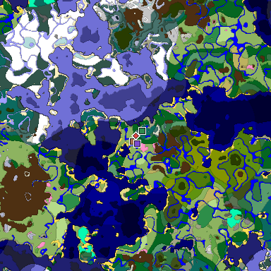 Predicted biome map of Java 1.21.4 seed -4115177957223148939 around estimated spawn