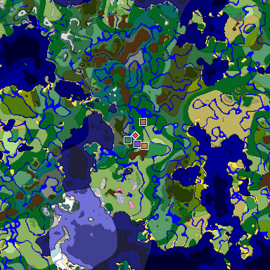 Predicted biome map of Java 1.21.4 seed -6639355220388929158 around estimated spawn