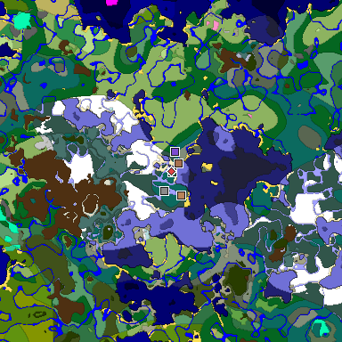 Predicted biome map of Java 1.21.4 seed 9095429423193275071 around estimated spawn