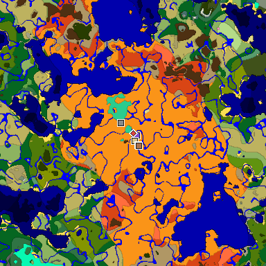 Predicted biome map of Java 1.21.4 seed 1307476864847131235 around estimated spawn