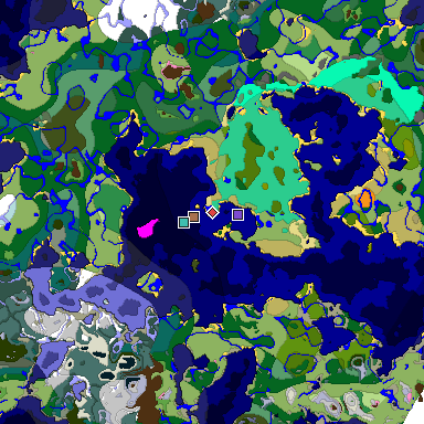 Predicted biome map of Java 1.21.4 seed -547033439298666563 around estimated spawn