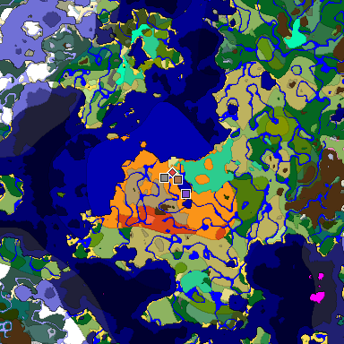 Predicted biome map of Java 1.21.4 seed 3213365640819656112 around estimated spawn