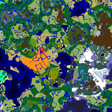 Predicted biome map of Java 1.21.4 seed -6273281972775774958 around estimated spawn