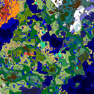 Predicted biome map of Java 1.21.4 seed 1078531686563295863 around estimated spawn