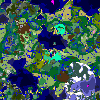 Predicted biome map of Java 1.21.4 seed -6105793934455110066 around estimated spawn