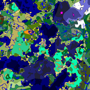 Predicted biome map of Java 1.21.4 seed 1778006494737316356 around estimated spawn