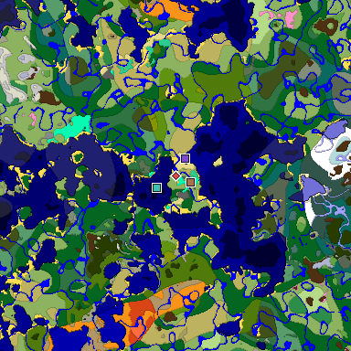 Predicted biome map of Java 1.21.4 seed 4878525195695333817 around estimated spawn