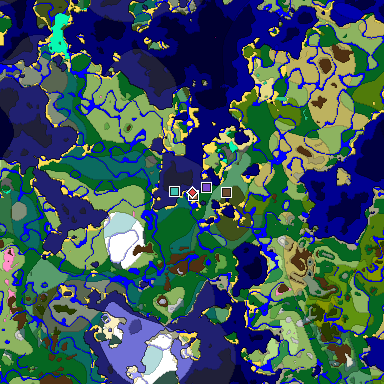 Predicted biome map of Java 1.21.4 seed 4296793221329011265 around estimated spawn
