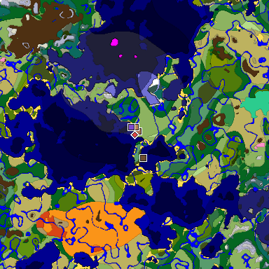 Predicted biome map of Java 1.21.4 seed 968428296060268463 around estimated spawn
