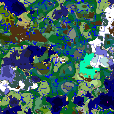 Predicted biome map of Java 1.21.4 seed 534594717061926617 around estimated spawn