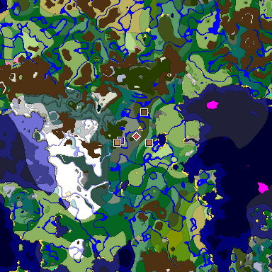 Predicted biome map of Java 1.21.4 seed 3218451792188138090 around estimated spawn