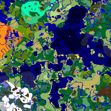 Predicted biome map of Java 1.21.4 seed -8250637715179153949 around estimated spawn