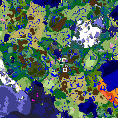 Predicted biome map of Java 1.21.4 seed 797661156583600314 around estimated spawn