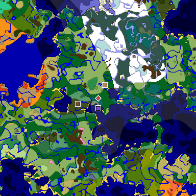 Predicted biome map of Java 1.21.4 seed -4526894453710520038 around estimated spawn