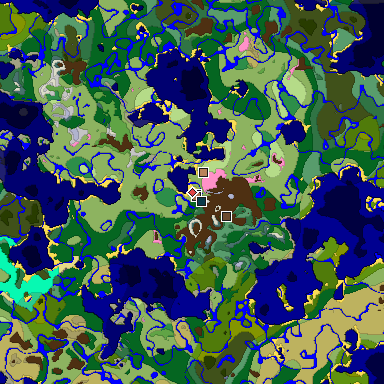Predicted biome map of Java 1.21.4 seed 961244368564386377 around estimated spawn