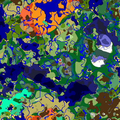 Predicted biome map of Java 1.21.4 seed -2980398715043492834 around estimated spawn