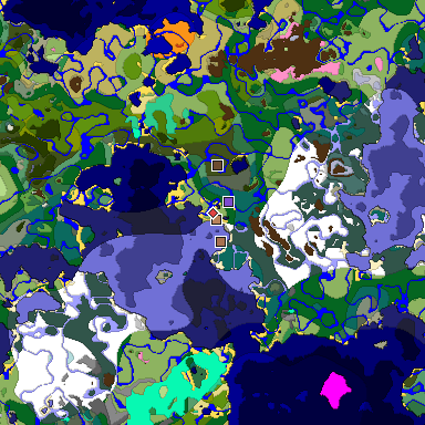 Predicted biome map of Java 1.21.4 seed -7818979054807930325 around estimated spawn