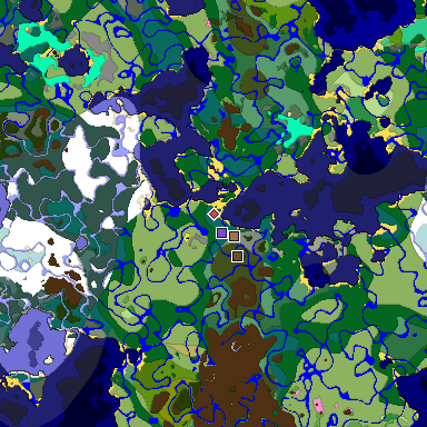 Predicted biome map of Java 1.21.4 seed 8805305515666305396 around estimated spawn