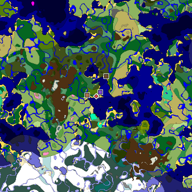 Predicted biome map of Java 1.21.4 seed 2626315689372604466 around estimated spawn